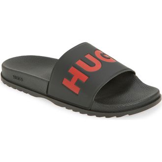 BOSS Logo Slide Sandal in Black at Nordstrom Rack, Size 13Us / 12Uk
