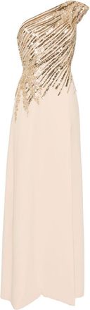 Saiid Kobeisy one shoulder sequin dress - Neutrals
