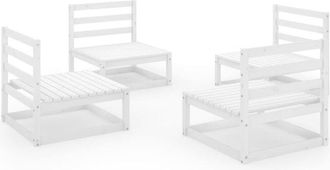 vidaXL 4 Piece Garden Lounge Set White Solid Wood Pine Vidaxl