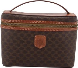 Celine Top Handle Vanity Box Triomphe Coated Canvas Brown Canvas Handbag (Pre-Owned)