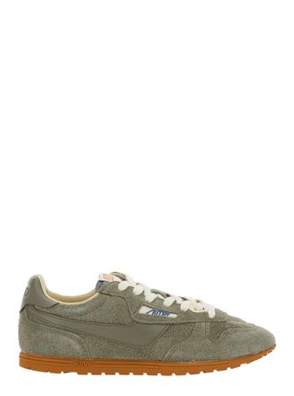 Autry windspin Green Low Top Sneakers With Logo Patch On Tongue And Side In Suede Woman