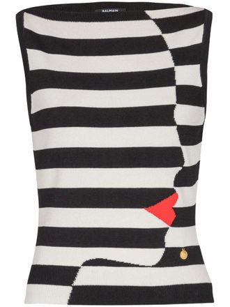 Balmain Mariniere knitted top - Black