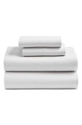 Nordstrom Stripe Cotton Percale Sheet Set in Grey Vapor Multi at Nordstrom, Size California King