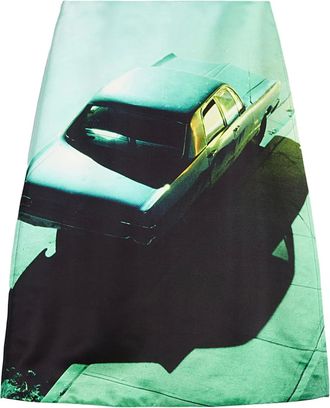 Jil Sander Gonna in raso con stampa - Verde