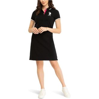 U.S.Polo Association U. S. Polo ASSN. Triple Crown Polo Dress Womens Black Short Sleeve JAX2018