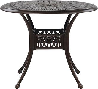 Beliani Beliani - Mesa De Comedor De Jard&iacute;n Marr&oacute;n De Aluminio Redonda &Oslash; 90 Cm Estilo Vintage Ancona