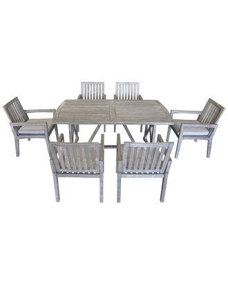 Courtyard Casual Surf Side Teak 7 Pc 72 Rectangle Dining Set