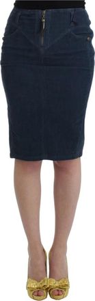 Roberto Cavalli Elegante Blauwe Kokerrok - Dames - Spijkerrokken - Blauw - S - Katoen - Rokken