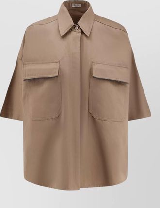 Brunello Cucinelli linen blend short-sleeve shirt