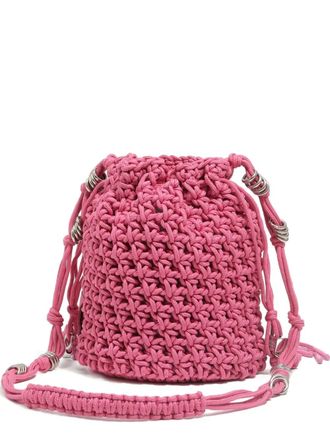 Bimba & Lola crochet drawstring bucket bag - women - Polyester/PU-Coated Cow Leather - One Size - Pink