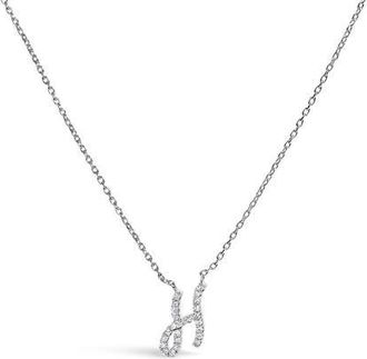 House of Brilliance 10K Gold Diamond Accent A-Z Initial Script Style Pendant Necklace in White | H at Nordstrom