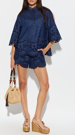 Zimmermann Denim Top, Womens, Navy Blue