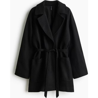 H&M Tie-belt Coat in Black at Nordstrom, Size Xx-Large