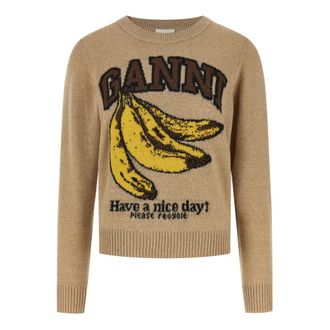 Ganni Dames, Truien, Beige, Maat: S Wol