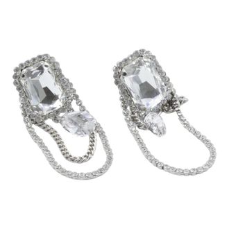 Alessandra Rich Earrings - Dames - Oorbellen - Grijs - ONE Size - Leer - Accessoires