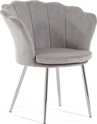 Siediti Fuori e Dentro Sill&oacute;n concha terciopelo gris claro patas plata