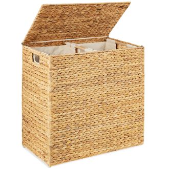 Best Choice Products X-Large Laundry Hamper W/ Lid, Woven Hyacinth Laundry Basket W/ Liner, 53 Gallon (200L)