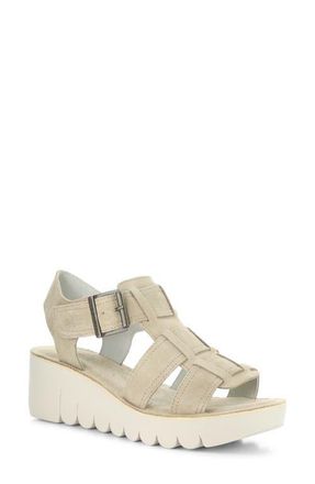 FLY London Yudd Platform Wedge Sandal in Taupe at Nordstrom, Size 10-10.5Us