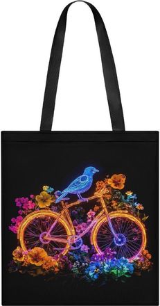 Generic Flower Bike Blue Bird Tote Bag for Women Men Shoulder Bags Purses Pouch Handbags