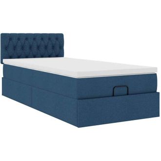 vidaXL Estructura De Cama Otomana Con Colch&oacute;n Tela Azul 90x190 Cm Vidaxl