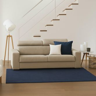 Dmora Talamo Italia - Sof&aacute; Fijo Susanna, Sof&aacute; De 3 Plazas, 100% Made In Italy, Sof&aacute; Sala De Estar, En Tela Acolchada, Con Reposacabezas Ajustables Y Reposab