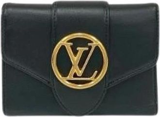 Louis Vuitton Pre-owned Wallets, female, Black, Size: ONE SIZE Pre-owned Pont Neuf Compact Leather Trifold Wallet