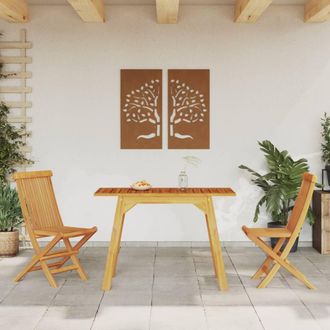 Berkfield Home Beautiful Garden Dining Table 110x56x75 cm Solid Wood Acacia in Brown | Size: 110 x 56 x 75 cm