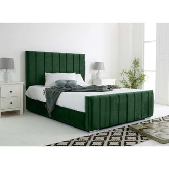 Casa Coraline Green Plush Velvet Double Bed Frame