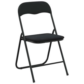 vidaXL Silla Plegable 8 Pcs Negro 48 X 44 X 78 Cm Terciopelo Vidaxl