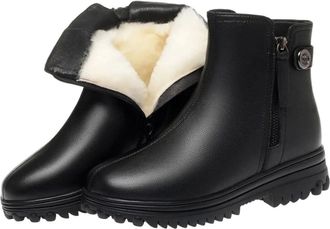 Generic Womens Winter Boots Slip Genuine Leather Ankle Boots Warm Wool Womens Shoes