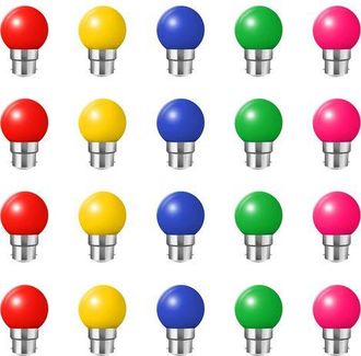 OEM Bombillas B22 De Bayoneta - Paquete De 20, Bombilla Led Tipo Fest&oacute;n De 1 W, Bombilla Azul De Bajo Consumo Tipo Bola De Golf (equivalente A 10 W), Bomb