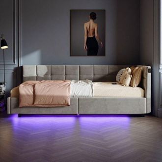 OEM Sof&aacute; Cama 2 En 1 - 90x200 Cm - Almacenamiento Integrado - Led Rgb - Carga Usb/tipo-c