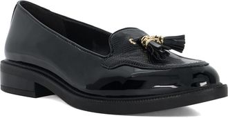 Dune London Womens Ladies Wf Grape - Wide Fit Patent Tassel Loafers - Black material_Synthetic - Size UK 3