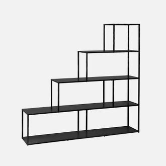 Sweeek Sweeek - Estanter&iacute;a Escalera De Metal Negro Con 4 Niveles, Industrielle, Negro, 160x30x157 Cm