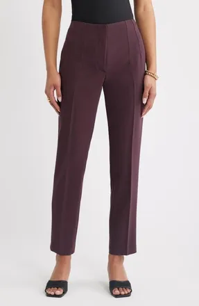 Open Edit Icon Twill High Waist Cigarette Pants in Burgundy Fudge at Nordstrom, Size 14