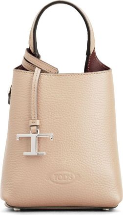 Tod's mini logo-pendant leather bag - women - Leather - One Size - Neutrals