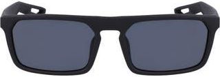 Nike NV03 55mm Rectangular Sunglasses in Matte Black/Dark Grey at Nordstrom Rack
