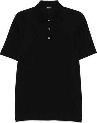 Ermenegildo Zegna Zwarte Polo Sweater met Borstzak - Heren - Polos - Zwart - 4XL - Tops
