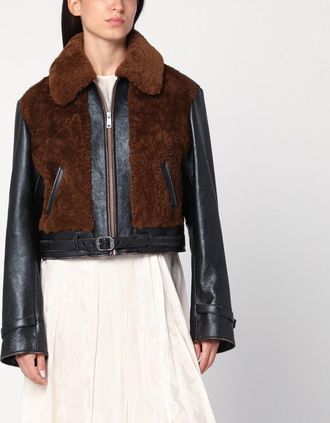 Prada Black leather and sheepskin jacket
