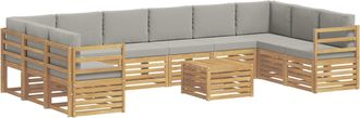 vidaXL Conjunto De Sof&aacute;s De Exterior 11 Uds. Blanco Y Gris Claro Vidaxl