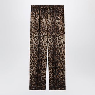Dolce & Gabbana Pantaloni pigiama in twill di seta leopardato