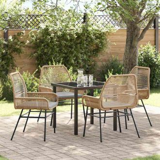vidaXL Vidaxl - Conjunto De Comedor De Jard&iacute;n 5 Pcs Marr&oacute;n Rat&aacute;n Sint&eacute;tico