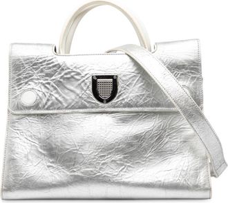 Dior Silver Leather Shoulder Bag Tote Bag (Pre-Owned)