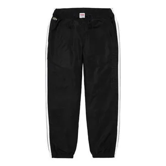 SUPREME FW19 Week 5 x LACOSTE Track Pant Crossover waterproof Nylon Pants Unisex Black SUP-FW19-548