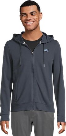 L.L.Bean Comfort Stretch Performance Pique Hooded Full Zip Mens Sweatshirt Carbon Navy : 3XL, Cotton/Polyester