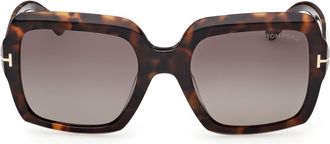 Tom Ford Kaya 54mm Polarized Gradient Square Sunglasses in Dark Havana/Eco/Polar at Nordstrom Rack