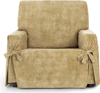 Eysa Funda sillón antimanchas con lazos mostaza 80 - 120cm