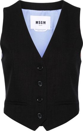 Msgm button-up tailored waistcoat - women - Polyester/Polyester/Viscose/Elastane - 44 - Black