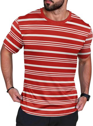 Generic Mens Fashion Loose Fit Crewneck Stripe T-Shirt (UK, Alpha, 3XL, Regular, Regular, 7)