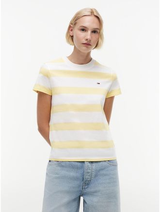 Tommy Hilfiger Womens Tommy Jeans Rugby Stripe T-Shirt - Yellow - XL